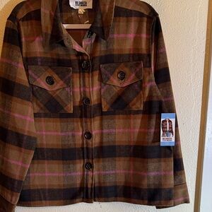 BB Dakota Brown and Pink Checkered Jacket